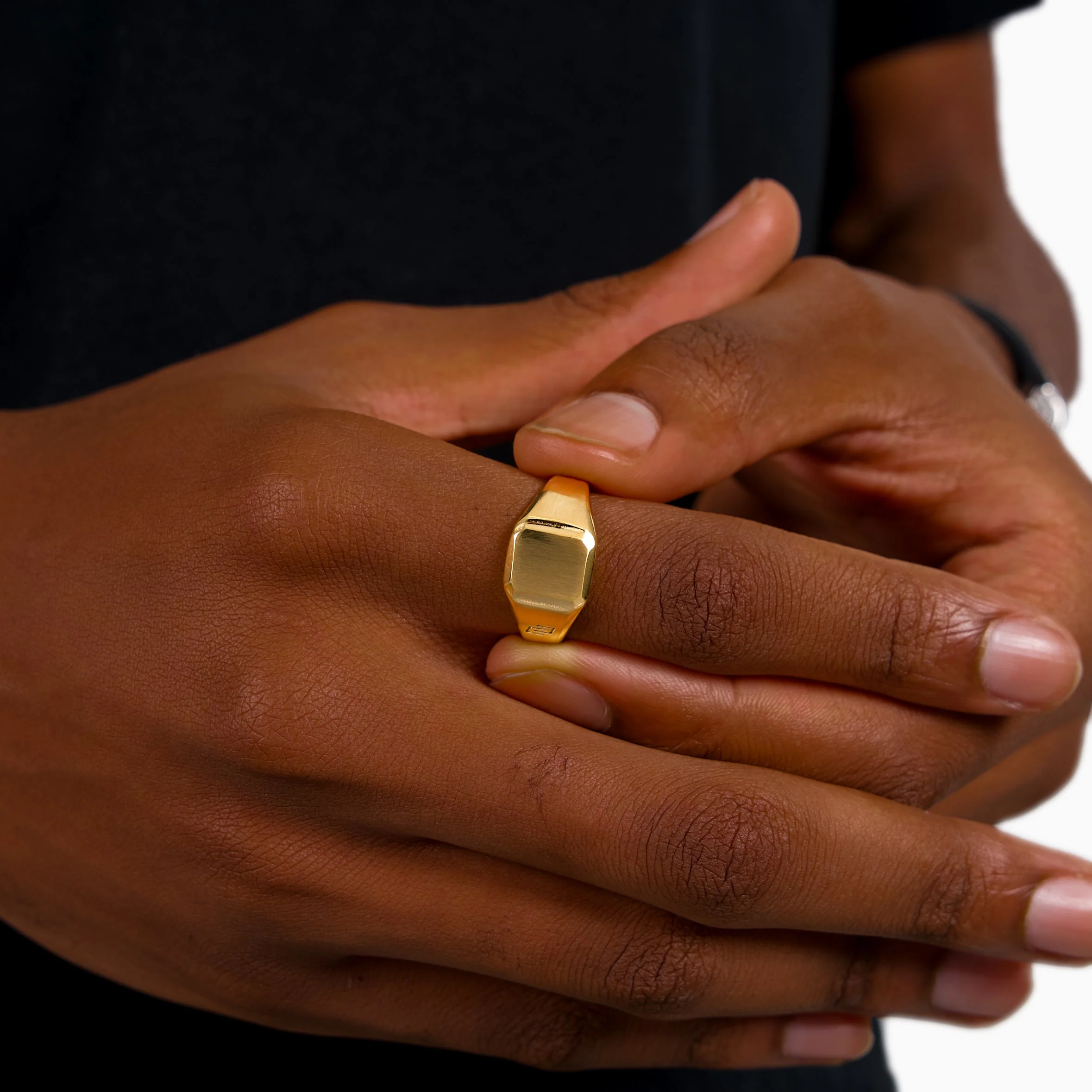 Square signet ring dorée - Image 3